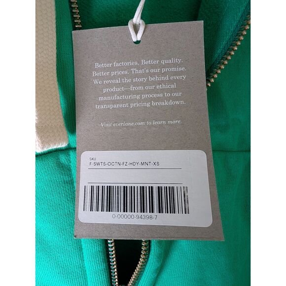 Everlane The Track Hoodie XS NWT Green Clean Girl Streetwear Preppy Spring - Picture 6 of 10